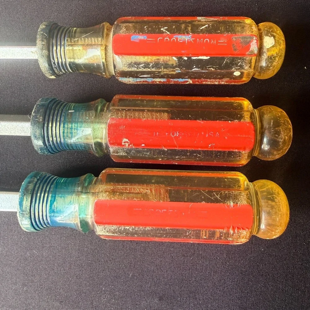 Vtg Craftsman USA Screwdriver Set Lot‎ 3 Flathead Slotted Acetate Handle